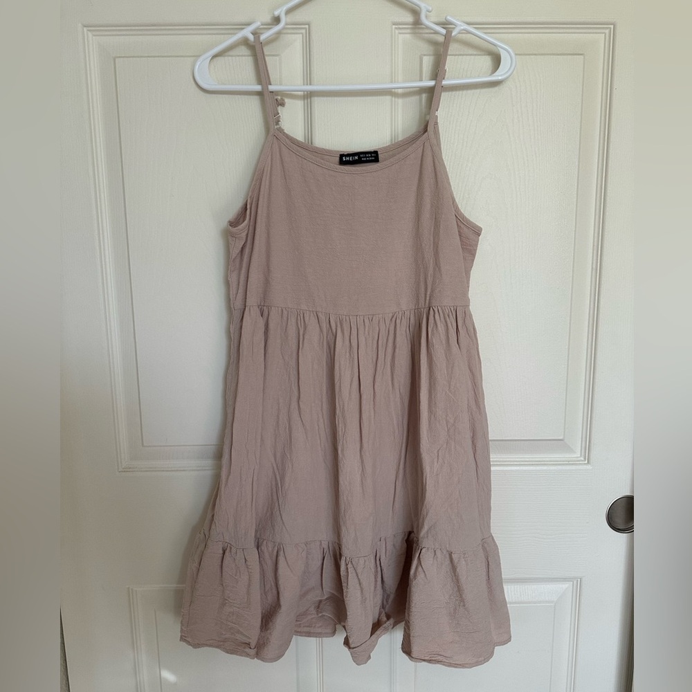 Flowy Beige Mini Dress